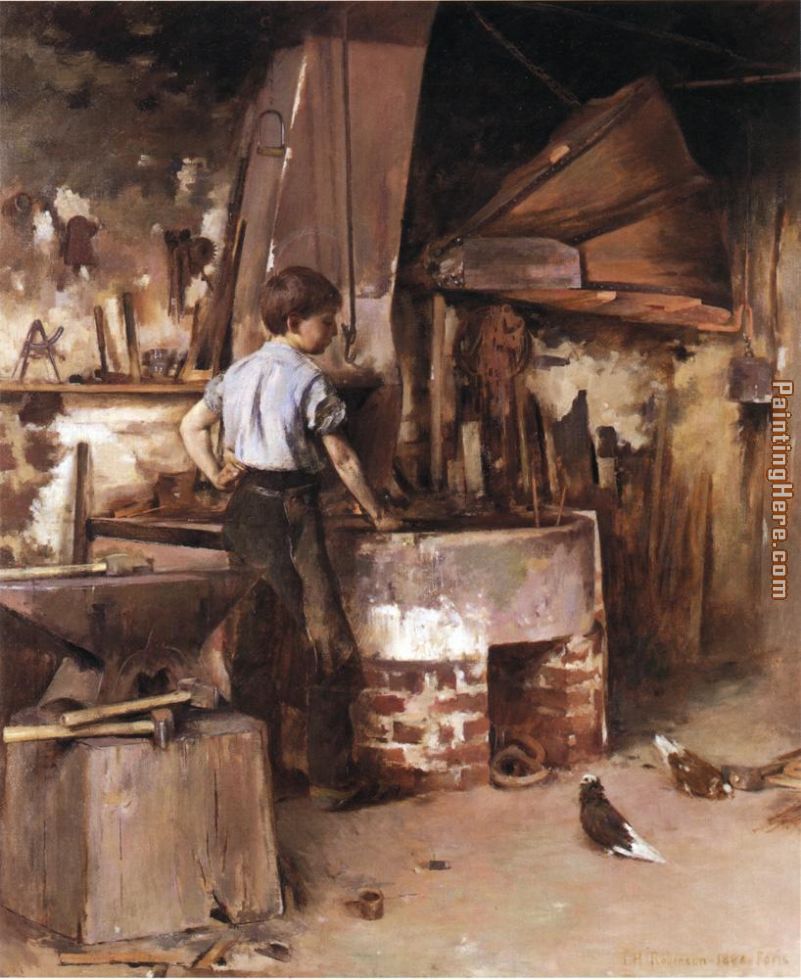 The Apprentice Blacksmith painting - Theodore Robinson The Apprentice Blacksmith art painting